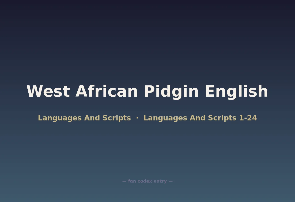 West African Pidgin English